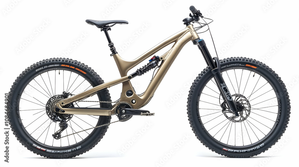 Gold Mountain Bike with Black Wheels Illustration