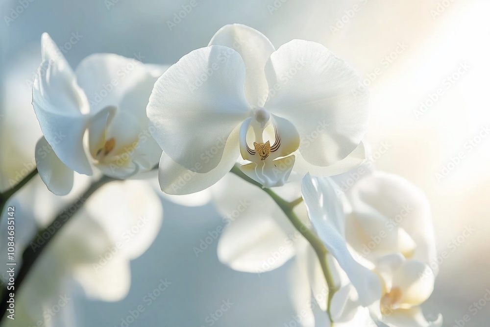 Delicate White Orchids Bathed in Soft Light Delicate White Orchids Bathed in Soft Light