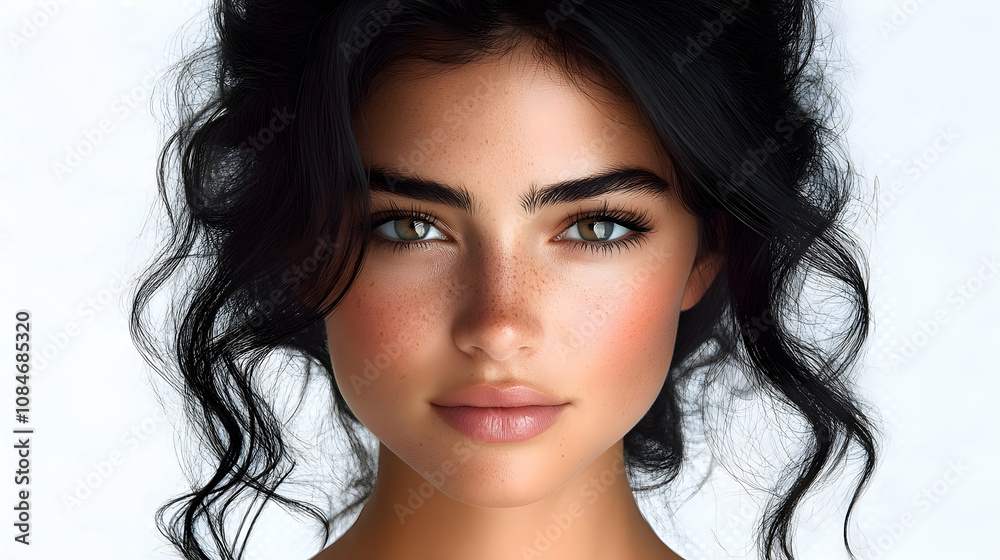 Portrait of a Woman with Freckles and Green Eyes Portrait of a Woman with Freckles and Green Eyes