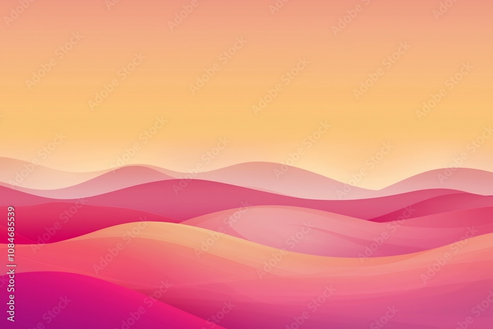 Serene Sunset Over Soft Rolling Hills in Shades of Pink and Orange Serene Sunset Over Soft Rolling Hills in Shades of Pink and Orange