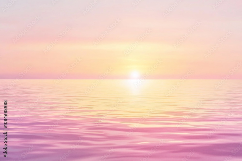 Obraz premium Tranquil Sunset Over Serene Waters: A Soft Pink Horizon