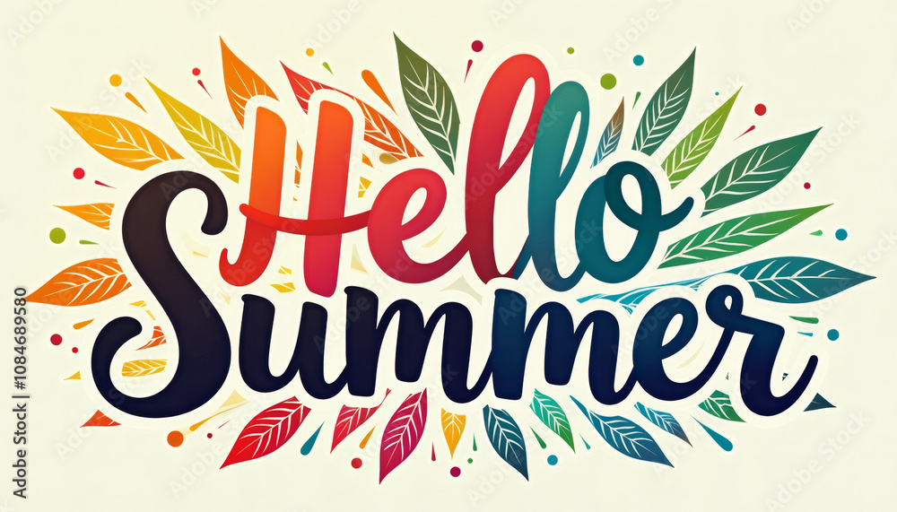Fototapeta premium Hello Summer - Colorful Typography Design