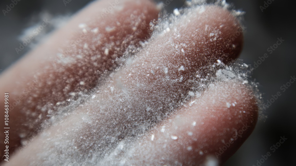 Fototapeta premium Close-up of a hand holding freshly fallen snow.