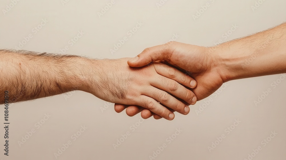 Situation Therapy Concept. Two hands engaged in a firm handshake, symbolizing agreement, collaboration, or friendship against a neutral background. Situation Therapy Concept. Two hands engaged in a firm handshake, symbolizing agreement, collaboration, or friendship against a neutral background.