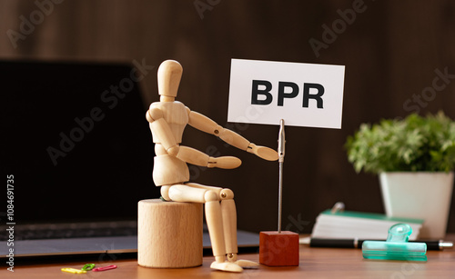 There is word card with the word BPR. It is an abbreviation for Business Process Re-engineering as eye-catching image. photo