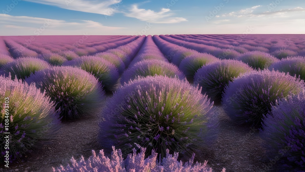 Obraz premium ranquil Field of Lavender in Full Bloom Under a Cloudless Sky