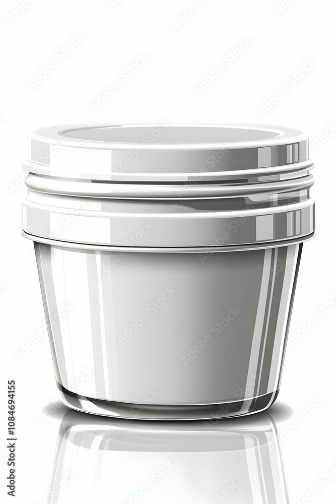 White Round Plastic Container with Lid Illustration White Round Plastic Container with Lid Illustration