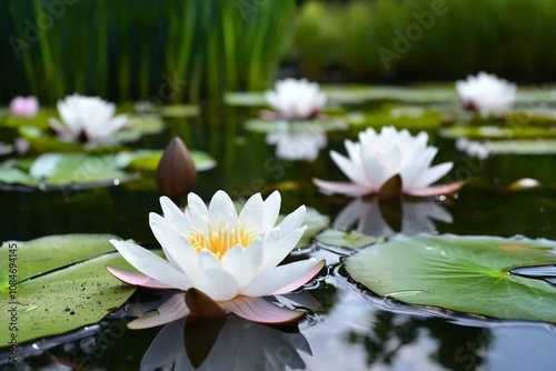 Wallpaper Mural Serene Water Lilies in a Tranquil Pond Setting Torontodigital.ca