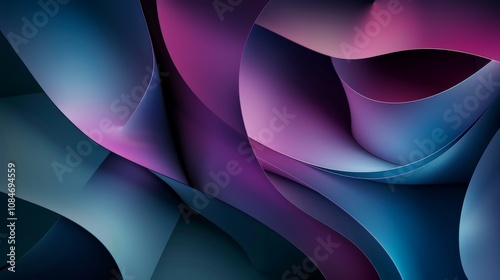 Wallpaper Abstract background with wavy shapes flowing in purple and blue tones, creating a sense of elegance and dynamism