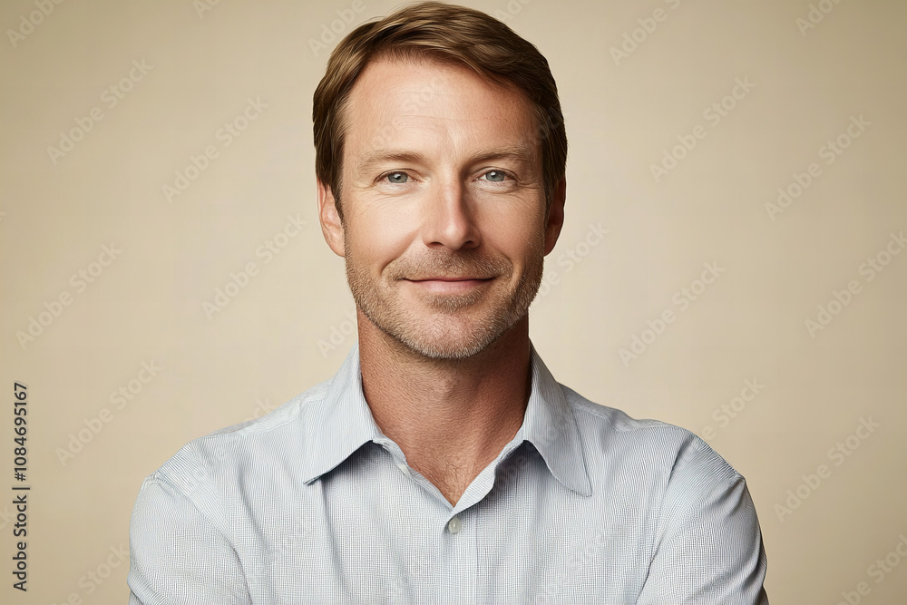 Portrait of a confident man with a warm smile and folded arms, exuding charisma, leadership, and professionalism, ideal for business, lifestyle, and motivational themes. Portrait of a confident man with a warm smile and folded arms, exuding charisma, leadership, and professionalism, ideal for business, lifestyle, and motivational themes.