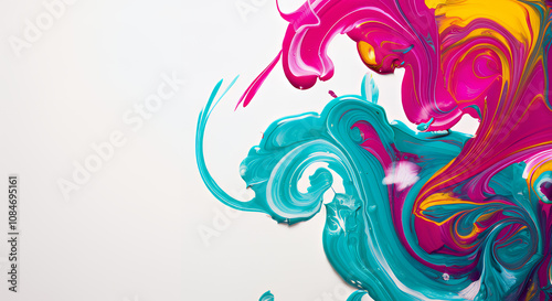 Colorful Ink Droplets in Water Forming Abstract Shapes and Patterns