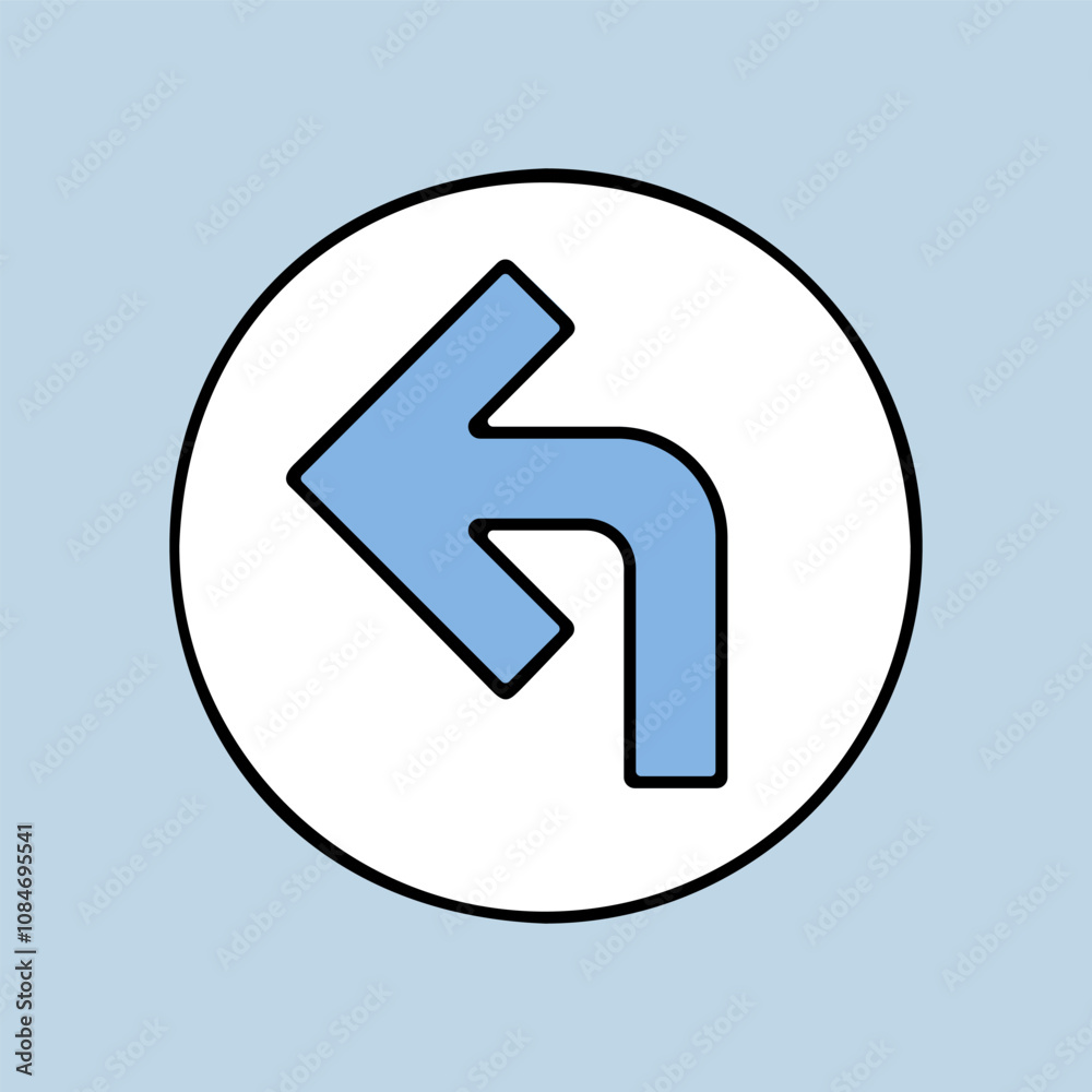 Turn left arrow vector icon. Navigation sign Turn left arrow vector icon. Navigation sign