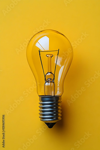 Light Bulb on Yellow Background Illustration photo