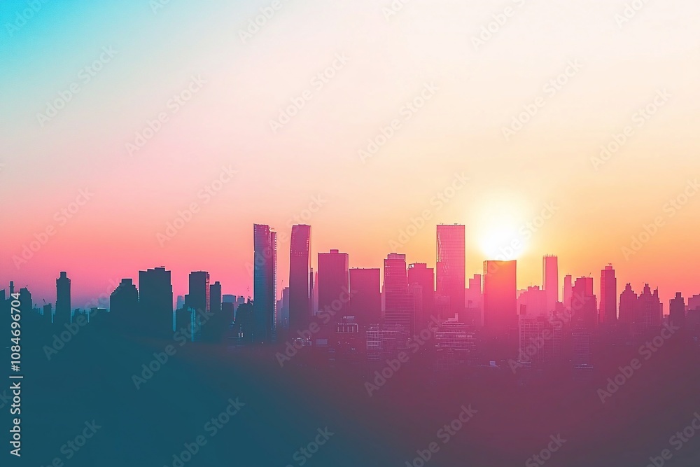 Vibrant Sunset Over a City Skyline Vibrant Sunset Over a City Skyline