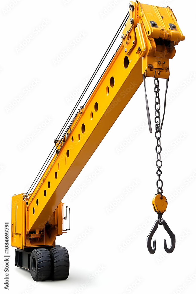 Yellow Construction Crane with Hook Illustration Yellow Construction Crane with Hook Illustration