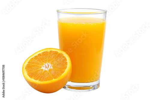 Full glass of orange juice isolated png on a transparent background