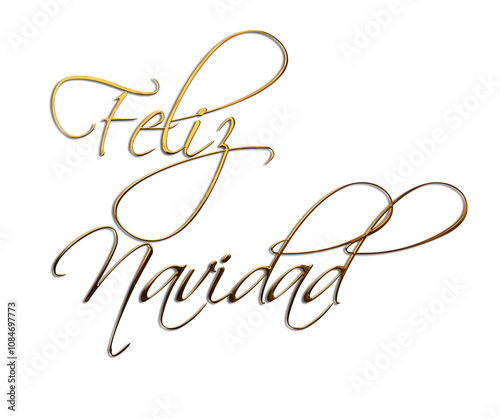 Elegant golden feliz navidad lettering celebrating christmas festivities