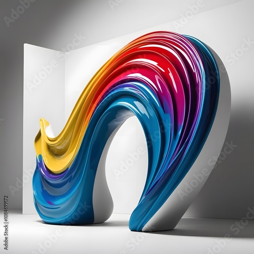 Creative Abstract Wave of Colorful Liquid Paint Swirls