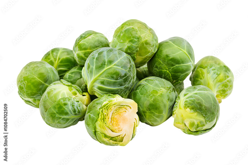 Group of Brussel Sprouts isolated png on a transparent background