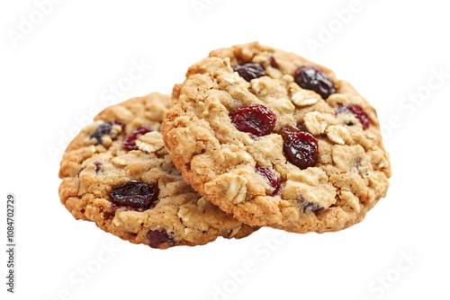 Cranberry oatmeal raisin cookie isolated png on a transparent background