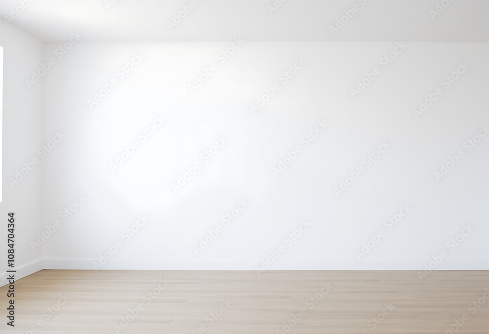 A minimalist, empty room with a single, solid white wall A minimalist, empty room with a single, solid white wall
