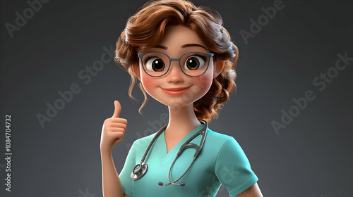 Wallpaper Mural 3D Cartoon Illustration of a Female Doctor with Stethoscope Torontodigital.ca