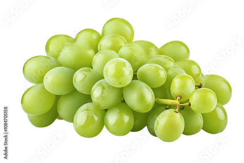Fresh green grapes isolated png on a transparent background