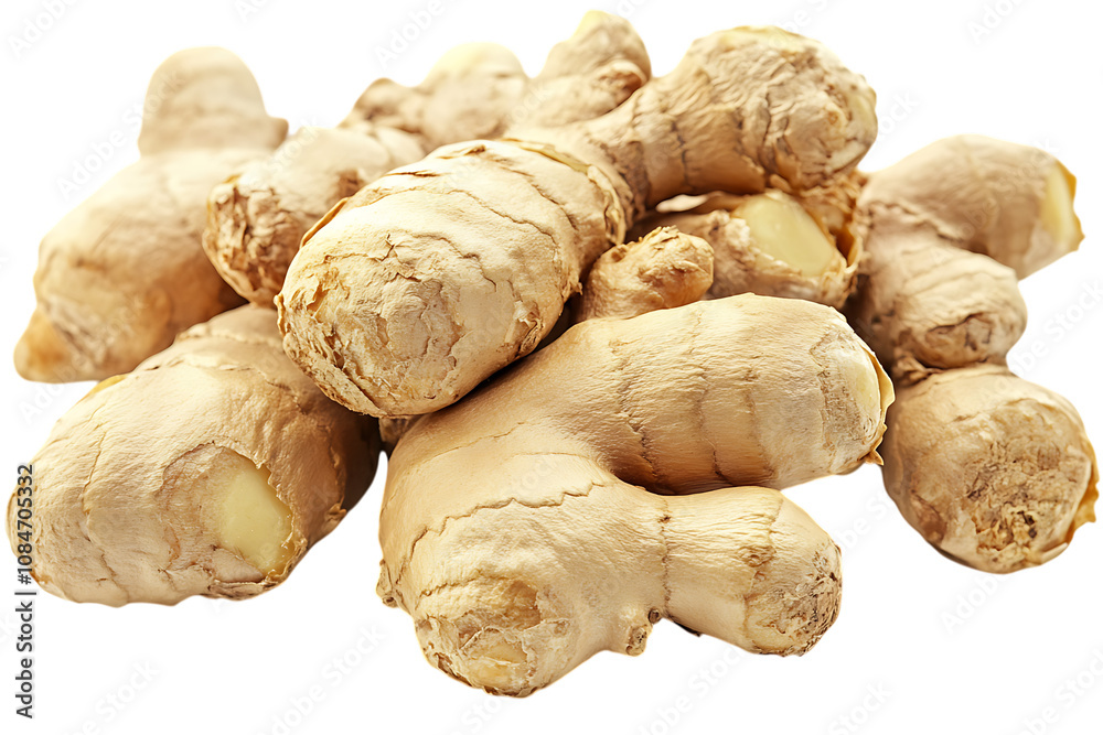 Ginger herb isolated png on a transparent background Ginger herb isolated png on a transparent background