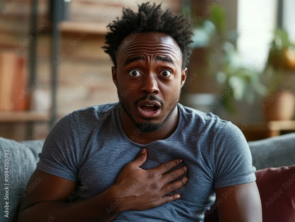 Surprised Man with Hand on Chest Surprised Man with Hand on Chest