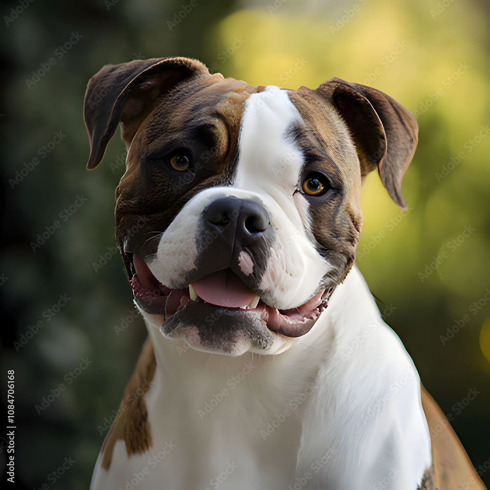 a brown and white dog with a white face and a brown and white face. Generative AI a brown and white dog with a white face and a brown and white face. Generative AI