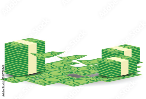 pile of cash money. financial, investmand and rich concept illustration