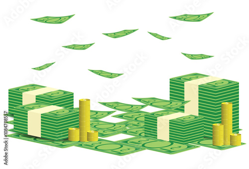 pile of cash money. financial, investmand and rich concept illustration