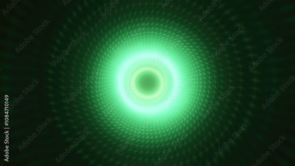 A hypnotic green vortex with a grid-like wireframe tunnel spiraling towards the center, creating a futuristic and geometric visual effect for technology, innovation abstract A hypnotic green vortex with a grid-like wireframe tunnel spiraling towards the center, creating a futuristic and geometric visual effect for technology, innovation abstract