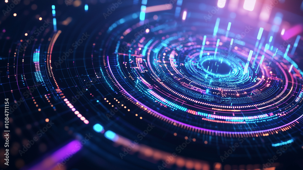 Dynamic Data Flow Infographic in Circular Network Structure Dynamic Data Flow Infographic in Circular Network Structure