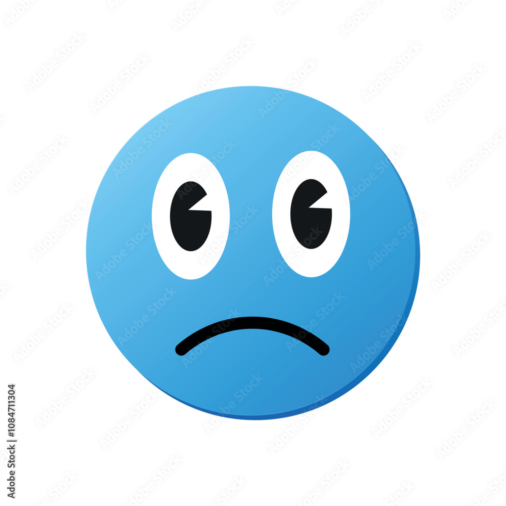 blue monday sad emoji face, simple vector sticker blue monday sad emoji face, simple vector sticker