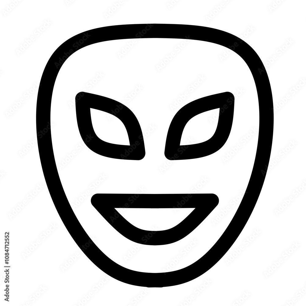Simple line icon of a smile mask in black Simple line icon of a smile mask in black