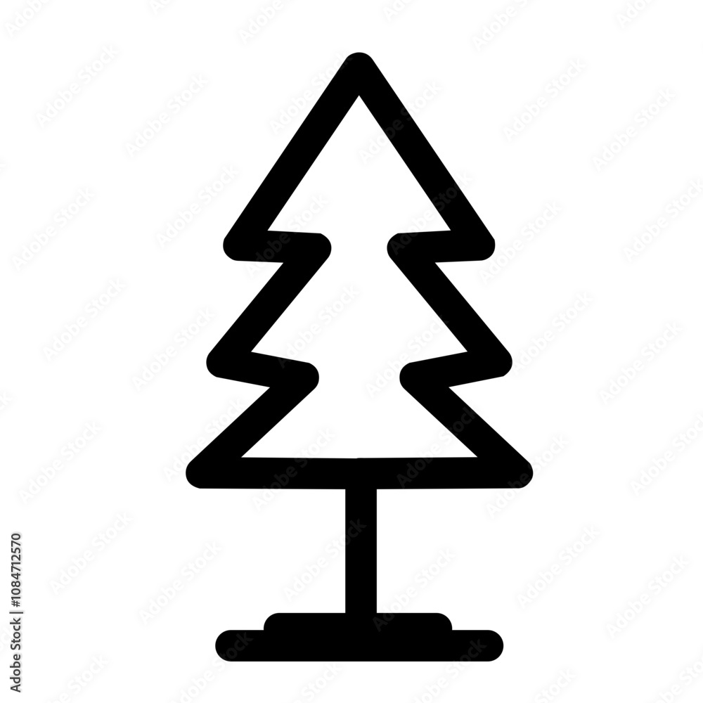 Simple line icon of christmas tree in black color Simple line icon of christmas tree in black color