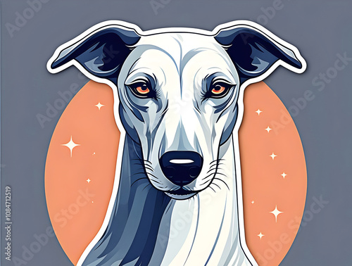 sticker art design/logo/mascot of a noble greyhound dog