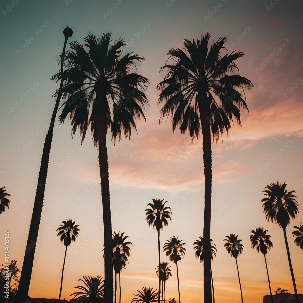 Obraz premium palm trees at evening
