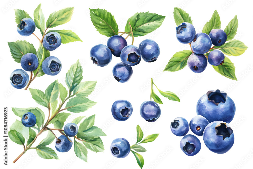 Blueberry collection isolated png on a transparent background Blueberry collection isolated png on a transparent background