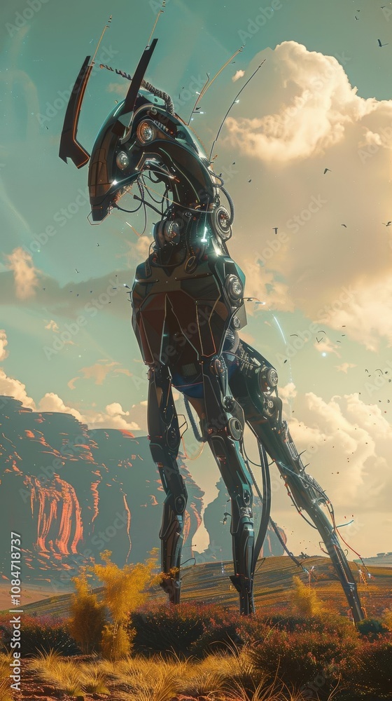 Encounter surreal, mechanical creatures amidst vibrant, impressionistic landscapes Explore unexpected camera angles for a futuristic safari like no other Encounter surreal, mechanical creatures amidst vibrant, impressionistic landscapes Explore unexpected camera angles for a futuristic safari like no other