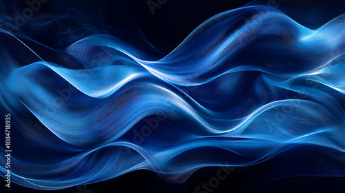 Abstract Blue Wavy Lines Background