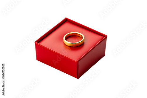 Red box and gold ring isolated png on a transparent background