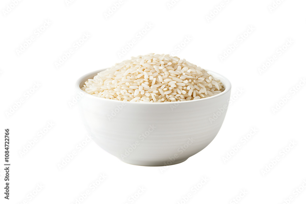 Rice in white bowl isolated png on a transparent background Rice in white bowl isolated png on a transparent background