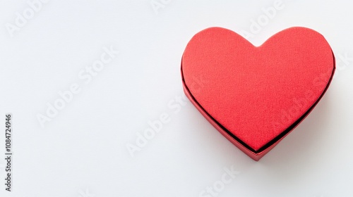 Red Heart Gift Box on White Background