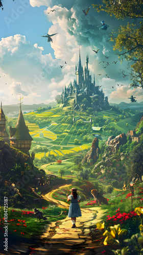 Magical Journey in the Land of Oz: Emerald City, Yellow Brick Road, and Enchanting Characters photo