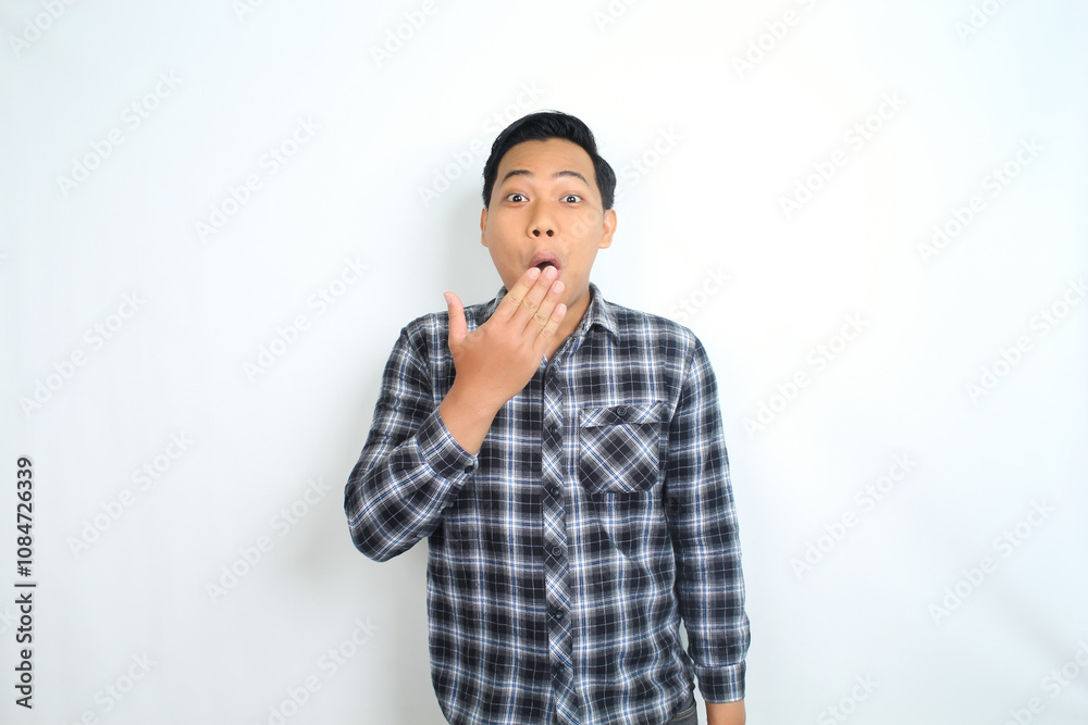 funny shocked asian man wow expression isolated on white wearing casual shirt funny shocked asian man wow expression isolated on white wearing casual shirt