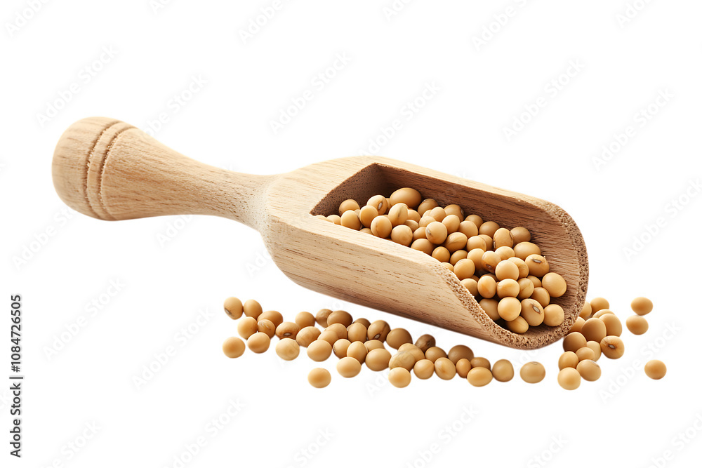 Soybean in wooden scoop isolated png on a transparent background Soybean in wooden scoop isolated png on a transparent background