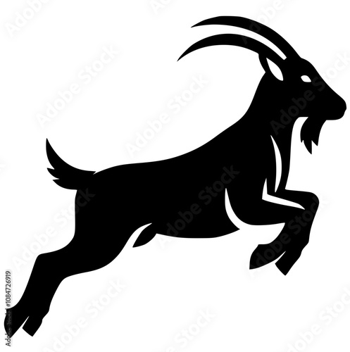 Silhouette of a goat jumping