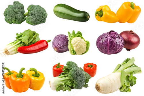 Set of vegetable isolated png on a transparent background